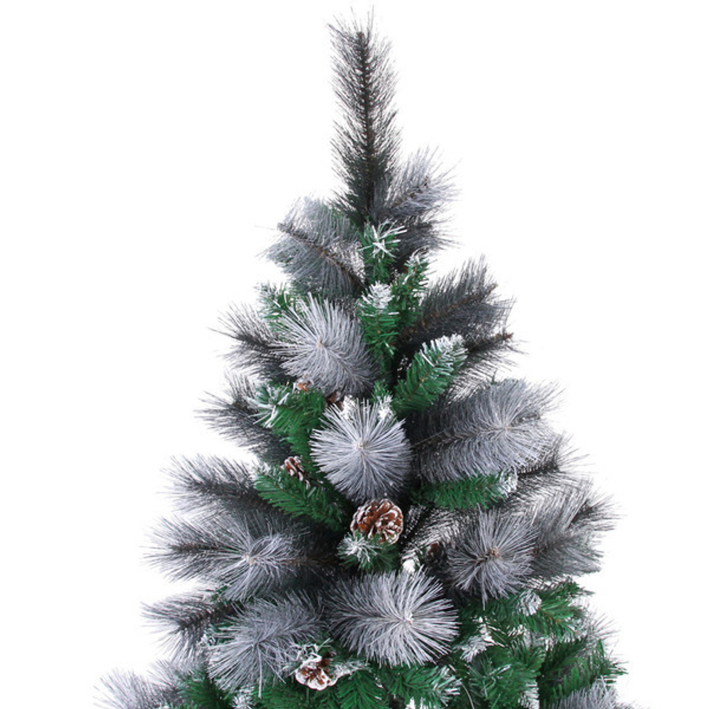 Ёлка «Богемия» 210 см, ПВХ+Леска, шишки, белое напыление (960 веток)