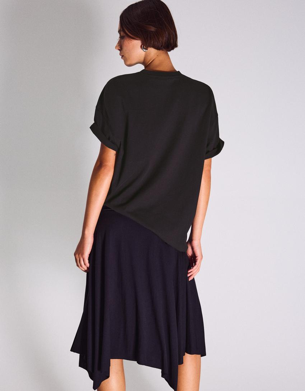 BERSHKA Футболка с коротким рукавом "Титаник", черный