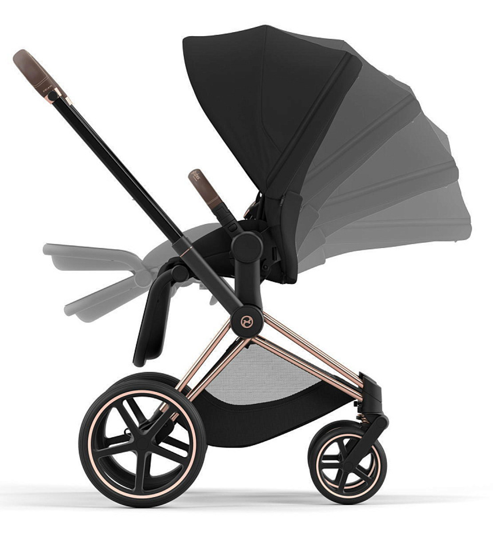 Коляска 3 в 1 Cybex Priam IV Rosegold complete и автокресло Cloud T i-Size Platinum White Plus Sepia Black
