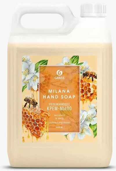 Крем-мыло жидкое увлажняющее MILANA Молоко и Мед 5л 126105