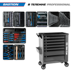 KING TONY (9G38-100MRG) Набор инструментов 204 предмета, "BASTION", в серой тележке