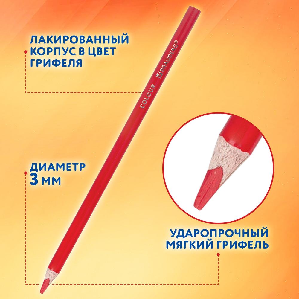 Карандаши цветные BRAUBERG PREMIUM 24 цвета + 2 чернографитных карандаша, трехгранные, грифель 3 мм.