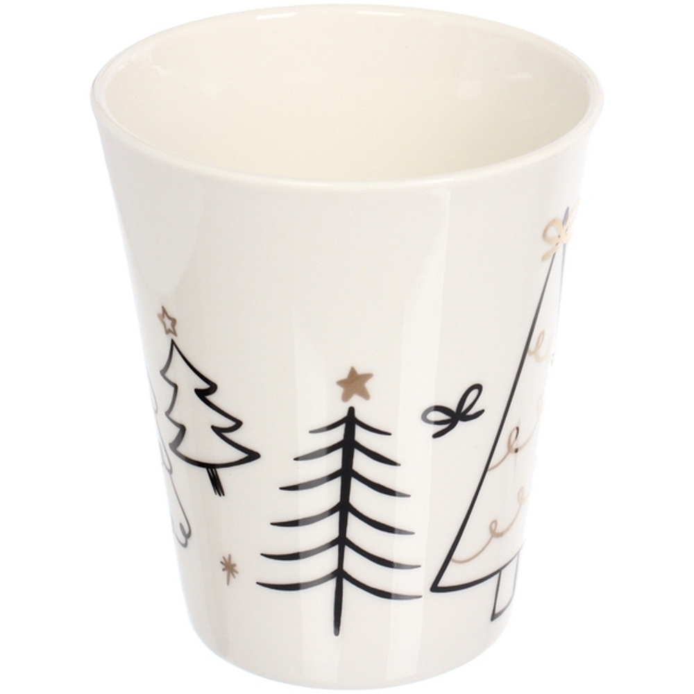 Кружка керамическая 380мл «Ёлки золотые», микс 4рисунка