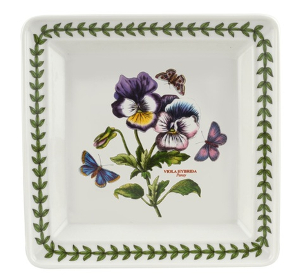Portmeirion Ботанический сад 18 см квадратная тарелка Анютины глазки