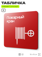Табличка Пожарный кран, на дверь и стену, навигационная и информационная, серия CONCEPT, 18х18 см, Айдентика Технолоджи