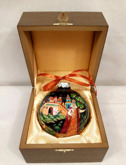 Шар новогодний (круговая роспись Палех) "Репка" в футляре