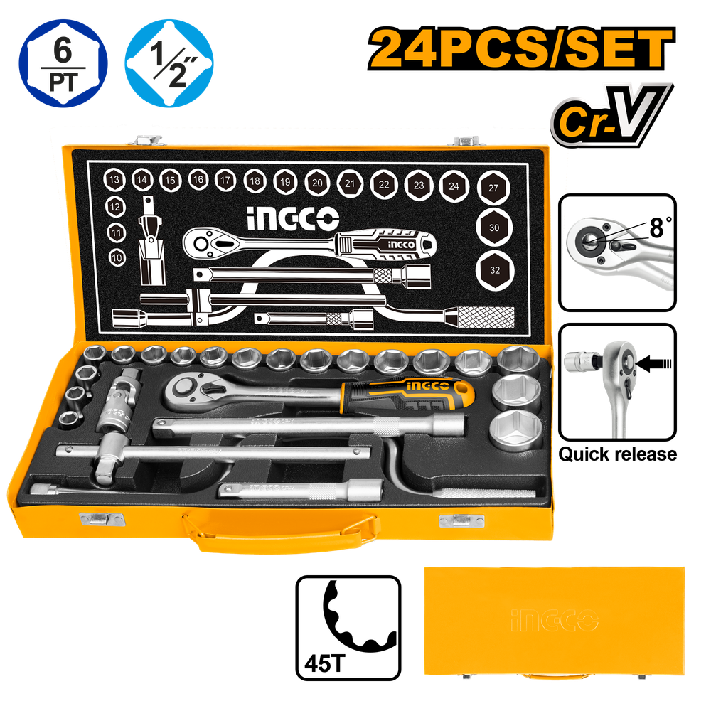 Набор головок с трещоткой 24 предмета INDUSTRIAL HKTS0243