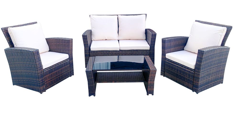 "Портленд" лаунж-зона из искусственного ротанга на 4 персоны, цвет коричневый