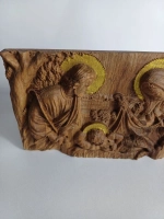 Освященная икона-панно "Рождество Христово" резная из дуба