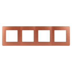 Рамка для розеток и выключателей ЭРА Серия 12 12-5104-14 на 4 поста, Сатин, медь | 