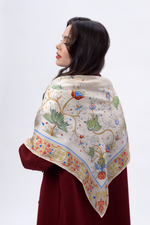 Платок «Зачатьевская роспись. Райский сад» 100% шёлк