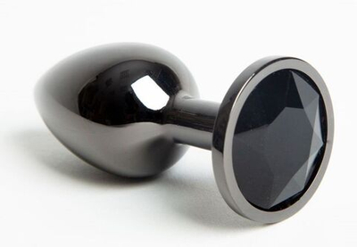 Черная анальная пробка с крупным стразом - 7,1 см. (Цвет: черный)