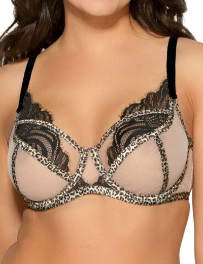 Бюстгальтер с леопардовой отделкой мягких чашек (Размер: 70F) (Цвет: телесный)