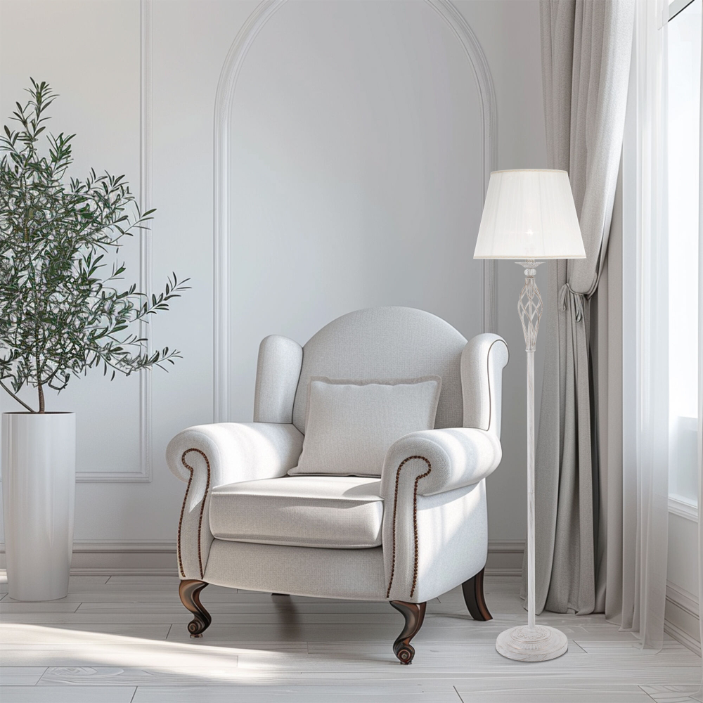 Торшер с абажуром белый с золотом 01003/1 белый с золотом