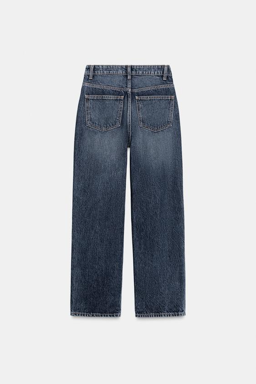 ZARA ДЖИНСЫ TRF MOM FIT С ВЫСОКОЙ ПОСАДКОЙ, МОРСКОЙ СИНИЙ