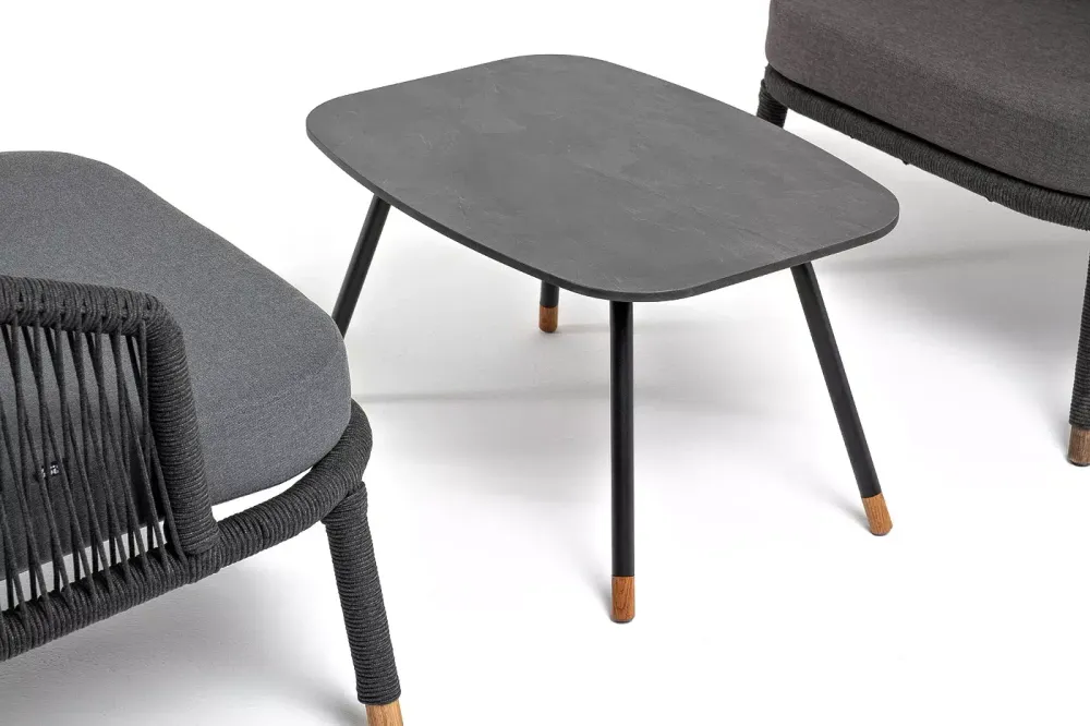 "Верона" лаунж-зона 5-местная плетеная из роупа (веревки), каркас алюминиевый темно-серый, роуп темно-серый