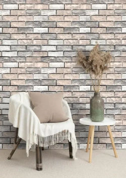 Обои HOMFESK самоклеящиеся для стен под кирпич 50х280 см мягкие ПВХ панели