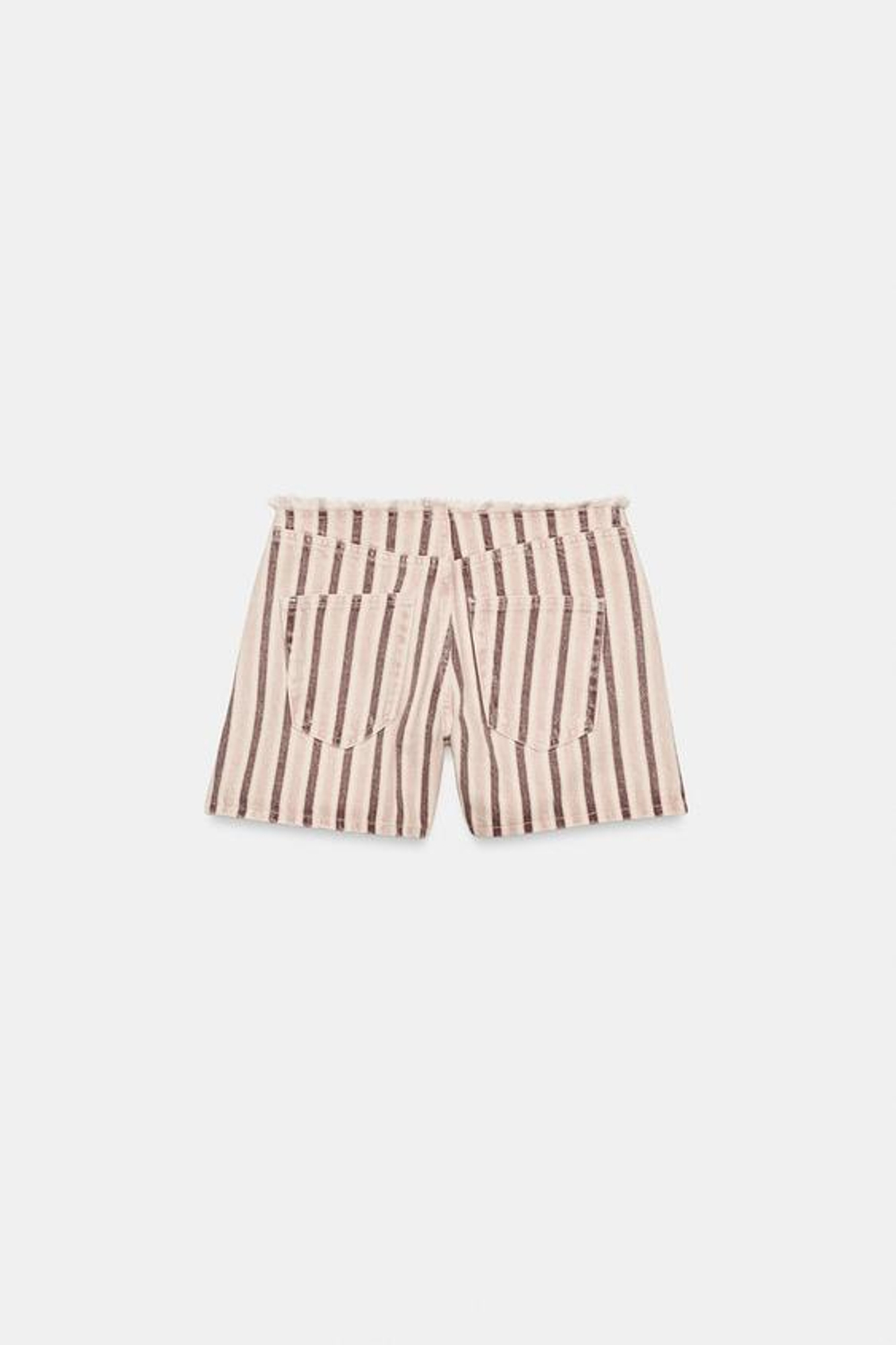 ZARA ДЖИНСОВЫЕ ШОРТЫ Z1975 В ПОЛОСКУ С БАХРОМОЙ, РАЗНОЦВЕТНЫЙ