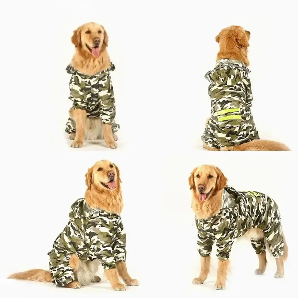 Дождевик для крупных пород собак «KOMFORT», принт хаки, р XL