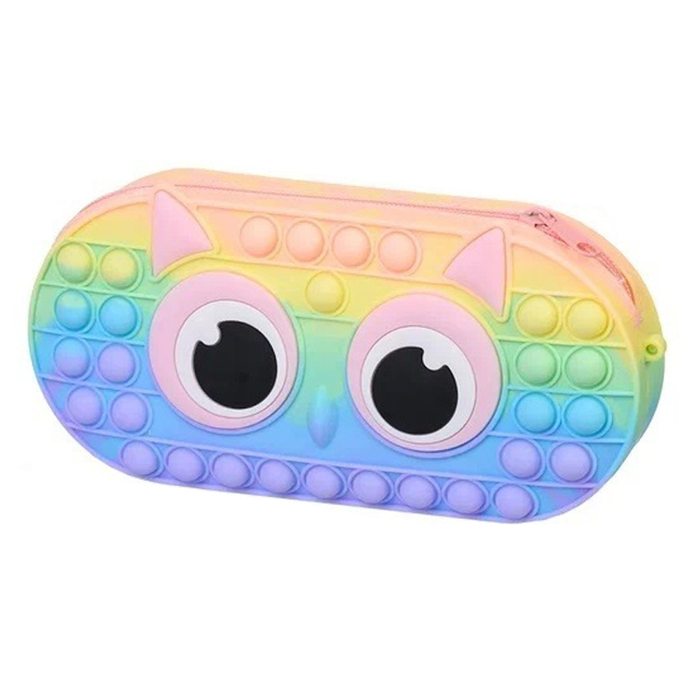 Пенал-косметичка Basir без наполнения, 20,5*10*3,5 см, серия "Сова", Pop It, разноцветный