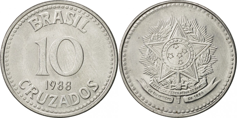 Бразилия 10 крузадо, 1987 - 1988 Звезда XF