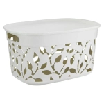 Коробка ФЛОРА 12л с крышкой белый ротанг 0,205*0,265*0,375 м (комплект 6 шт)