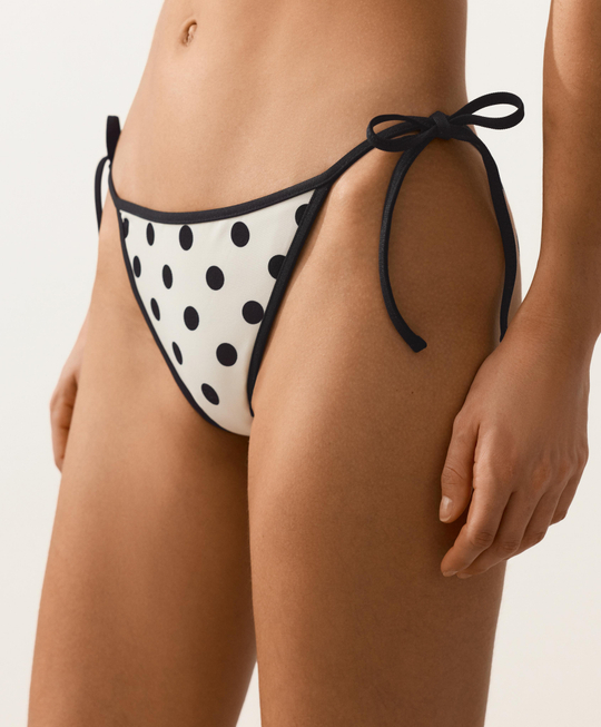 OYSHO Полуоткрытые плавки бикини из пике в горошек, светлый экрю