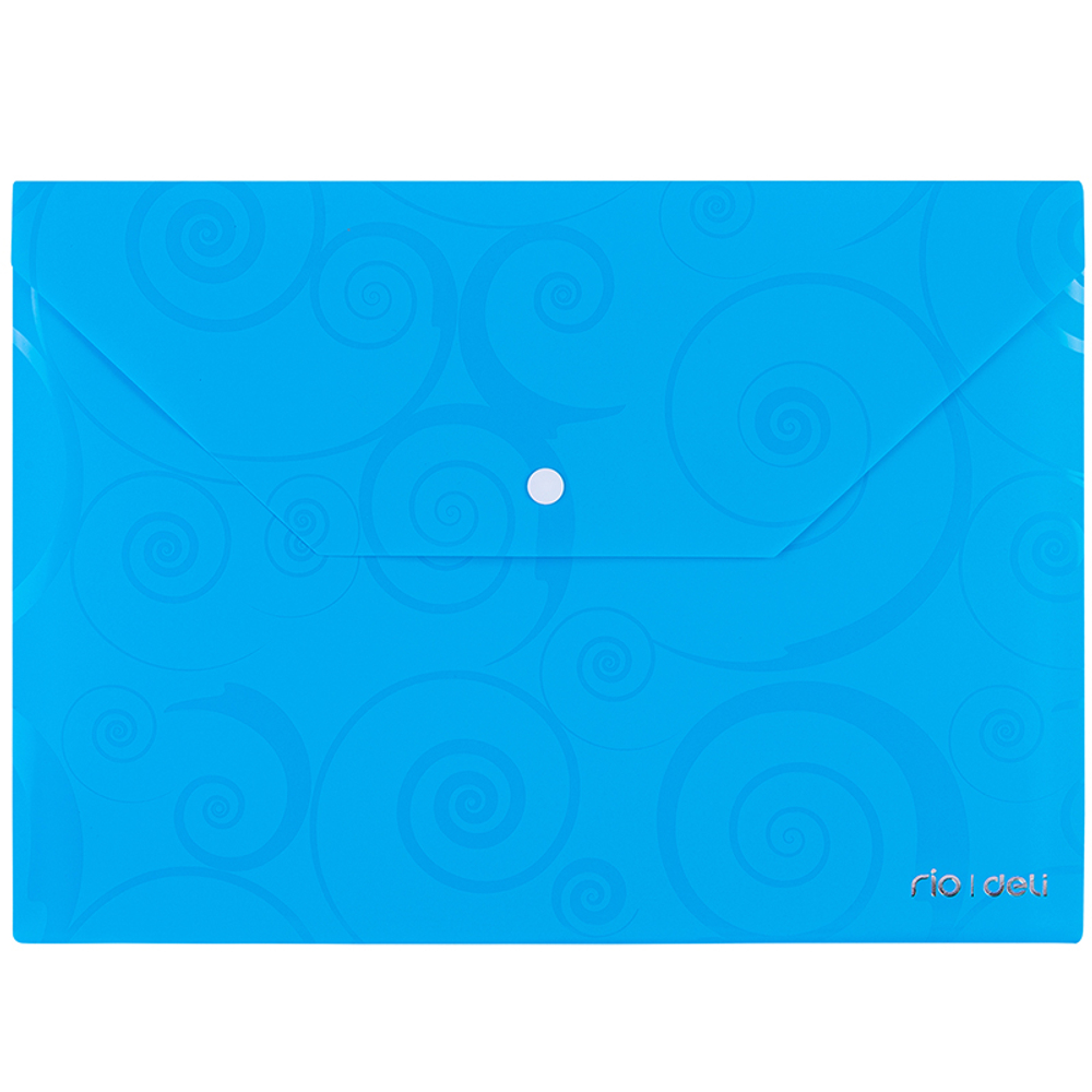 Папка-конверт на кнопке DELI "RIO" узор, А4, 0,18 мм, ассорти