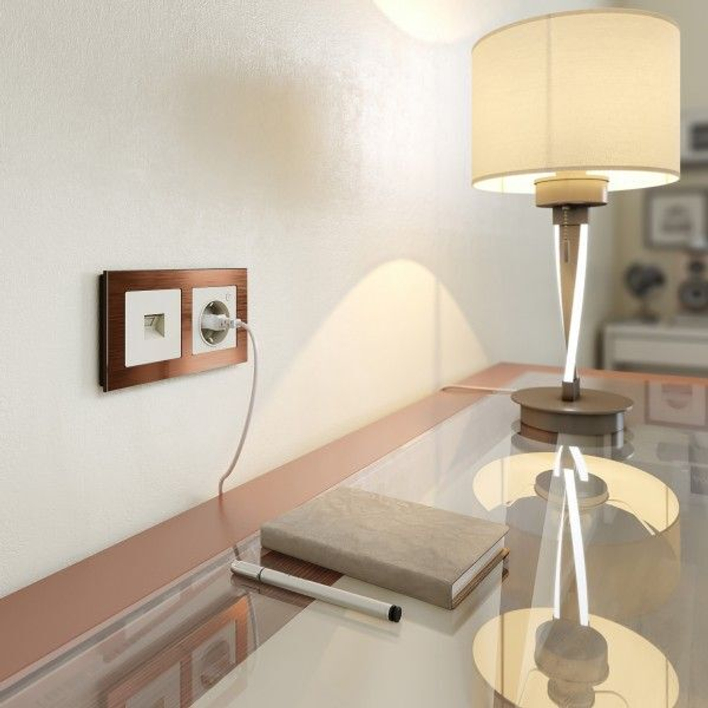 Умная встраиваемая розетка с заземлением с защитными шторками(слоновая кость)