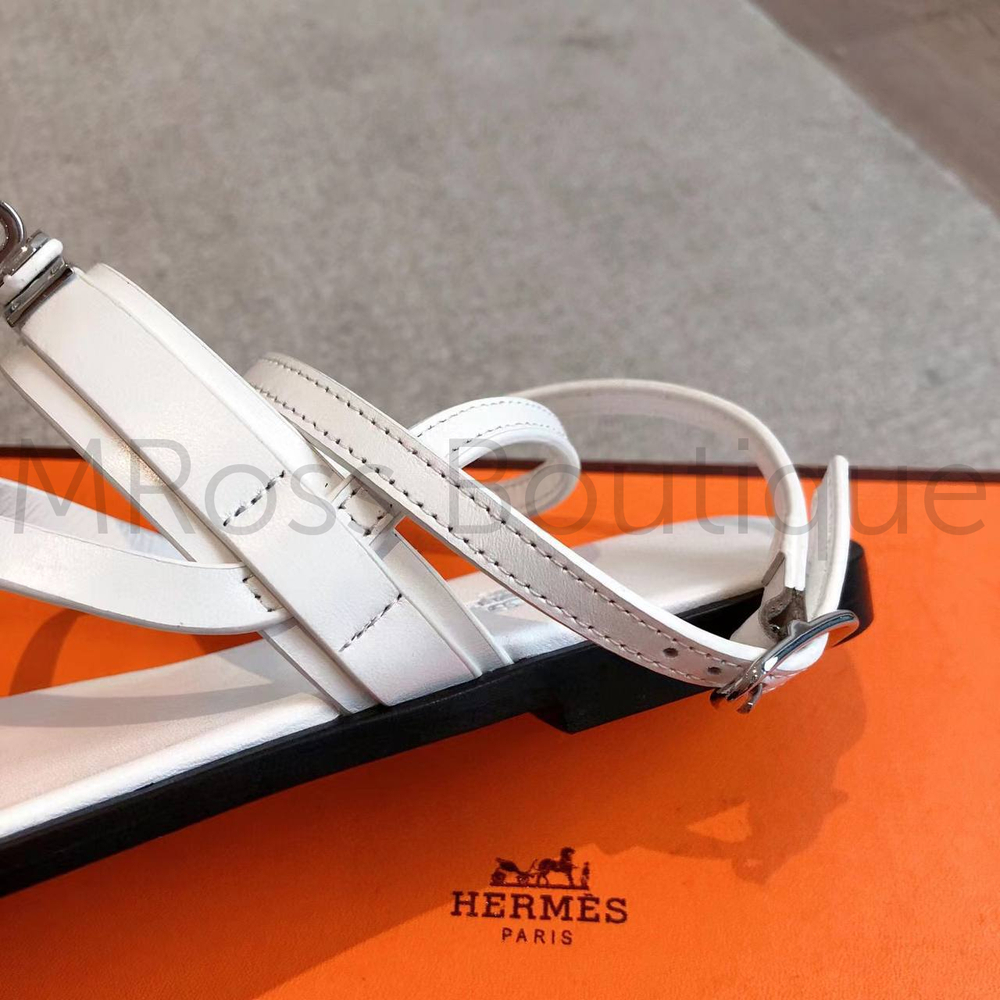 Сандалии Hermes June женские кожаные в белом цвете