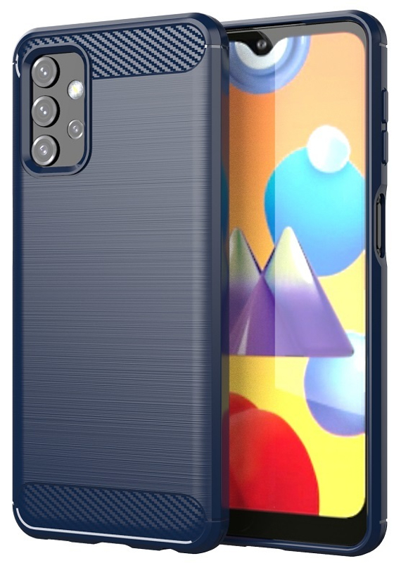 Чехол темно-синего цвета на Samsung Galaxy A32 (2021 год), серия Carbon от Caseport