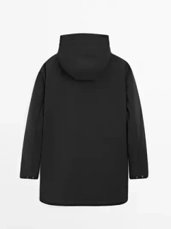 Massimo Dutti Непромокаемая парка из смесового пуха, темно-синий