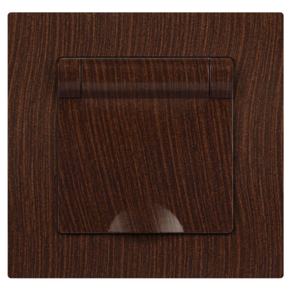 Розетка Intro Accent 6-203-10 2P+E Schuko с крышкой, 16А-250В, IP20, СУ, AL/CU, венге