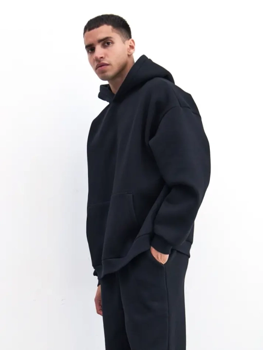 Худи оверсайз с начесом (черный) 360 г