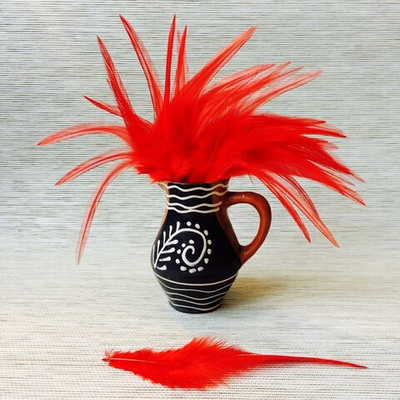 Перья петуха красные 13 - 18 см. 20 шт.