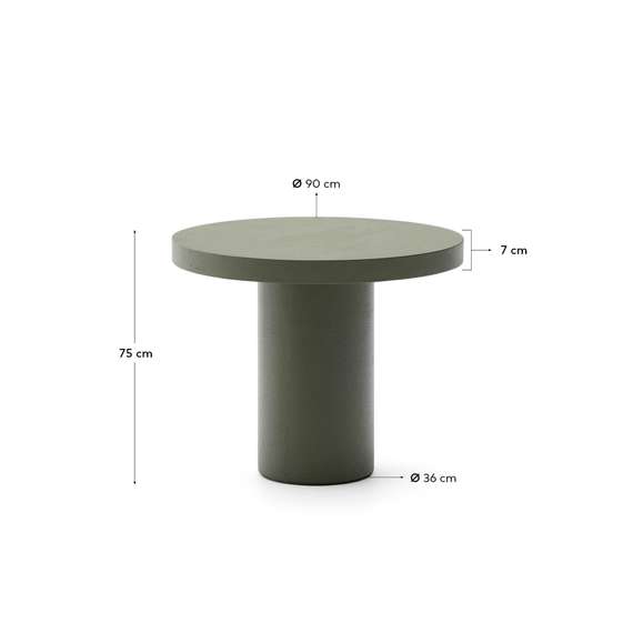Aiguablava Круглый стол из зеленого цемента Ø90 см