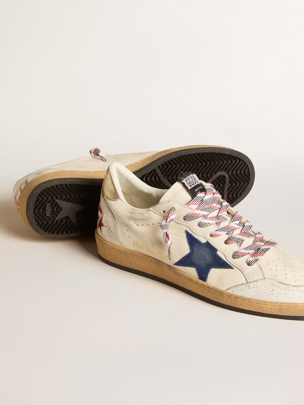 Men's Ball Star Uomo in nappa con stella in suede blue talloncino in pelle platino