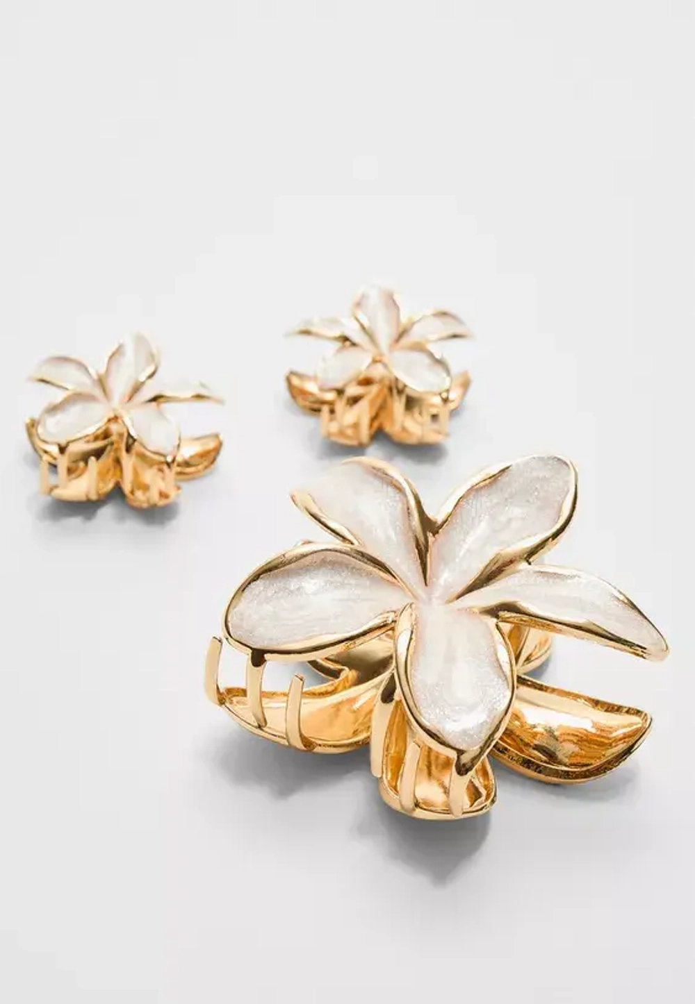 STRADIVARIUS Набор из 3 мини-заколок для волос в виде цветов, экрю