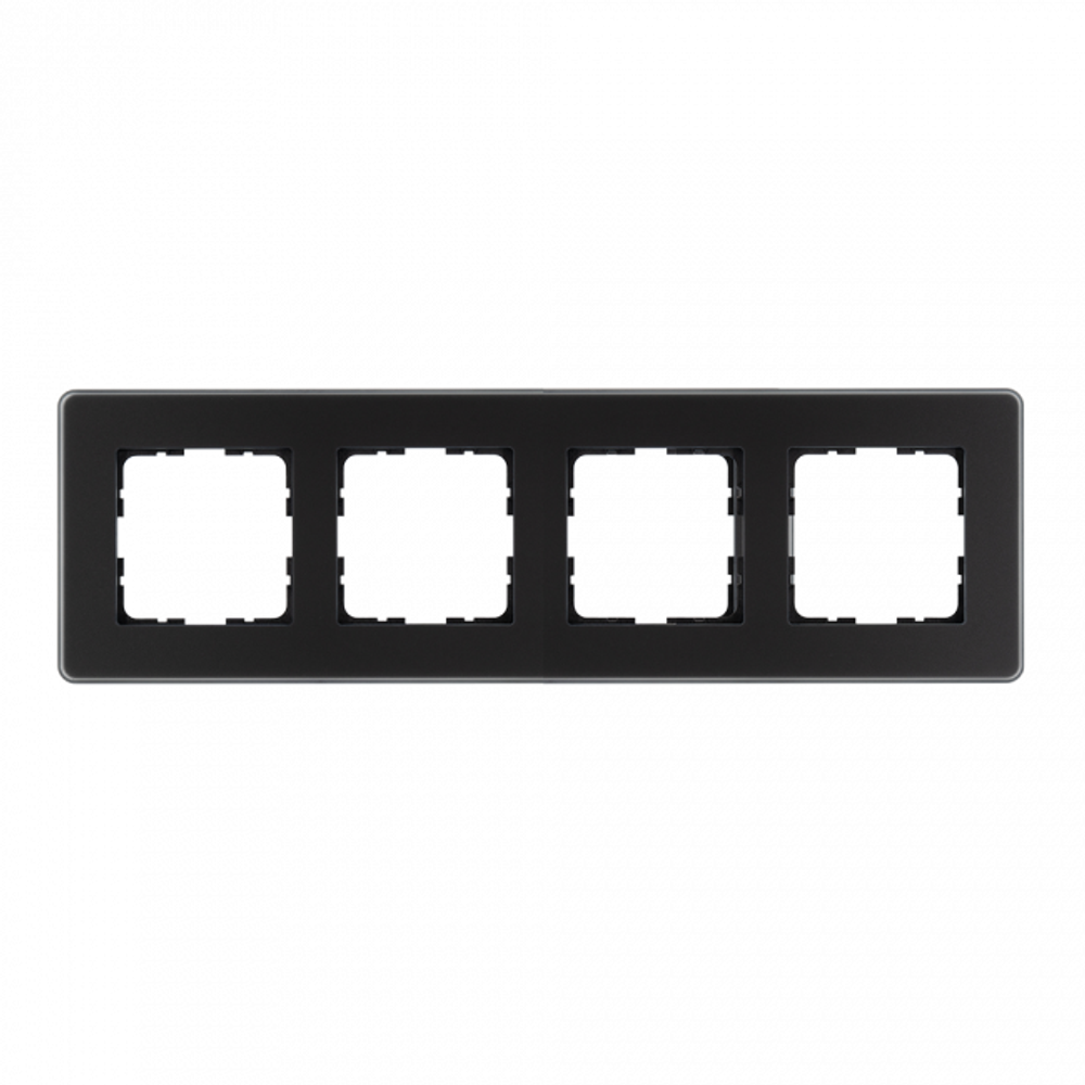 Стеклянная матовая закругленная рамка 4 пост , цвет черный