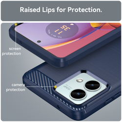 Защитный чехол синего цвета в стиле карбон для Motorola Moto G84, серия Carbon от Caseport