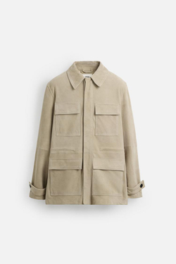 ZARA ЗАМШЕВАЯ ПАРКА С КАРМАНАМИ - LIMITED EDITION, БЕЖЕВЫЙ