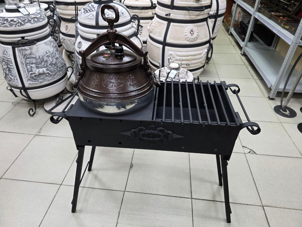 Если вы хотите мангал купить в Казани и ищете компактный мангал 5 мм, обратите внимание на мангал решетка-подказанник 5 мм: это складной мангал чемоданчик, мангал в наличии Казань, мангал от производителя, мангал под казан и мангал для шампуров, который подходит как мангал для дачи, мангал для дома, мангал для выездов и мангал для шашлыка. На нём можно готовить на шампурах и на решетке, а откидная решетка и место под казан позволяют использовать казан и афганский казан, ставить посуду и использовать подказанник как полочку. В магазине можно докупить решетку для мангала из нержавейки, шампуры купить в Казани, казан купить в Казани (казан чугунный и казан афганский), совок и кочергу; доступна доставка мангала по Казани и мангал с доставкой в Казани, а также отправка по России транспортной компанией.