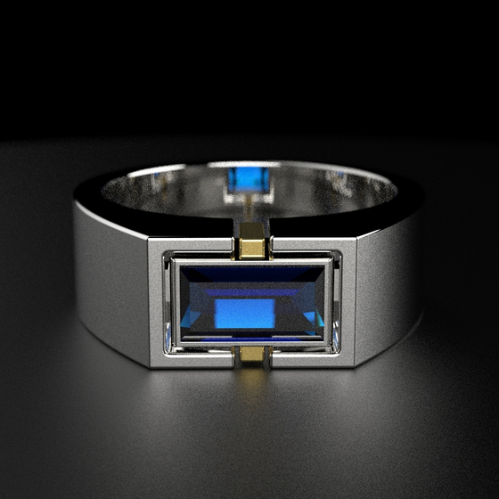 Серебряное кольцо 925 пробы с гидротермальным сапфиром, W0001