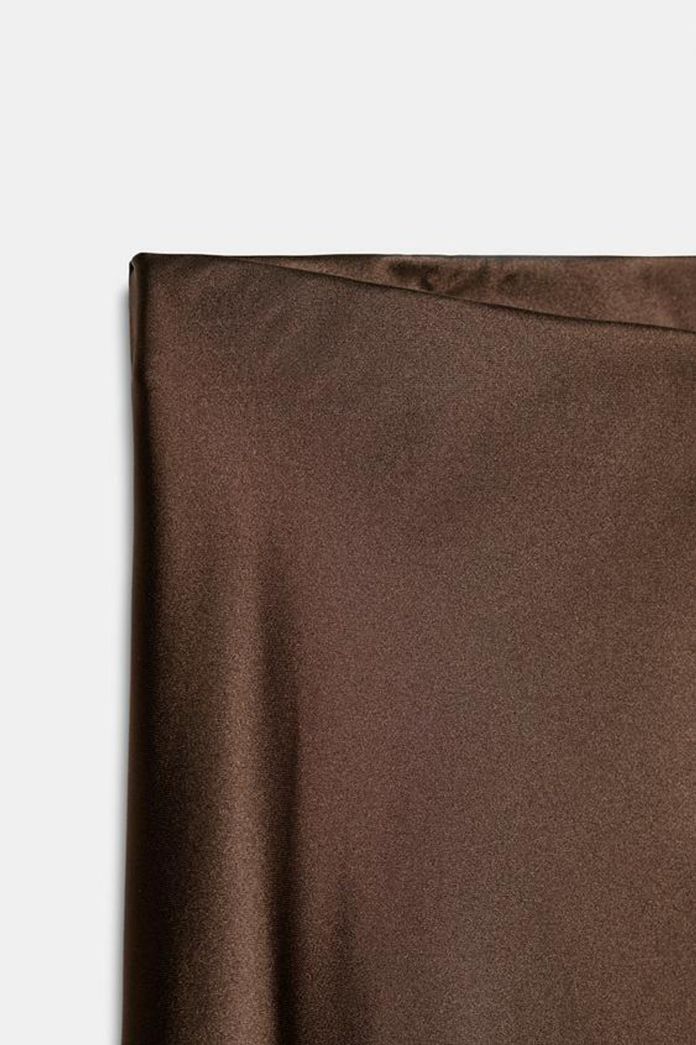 ZARA АТЛАСНАЯ ЮБКА МИДИ, КОРИЧНЕВЫЙ