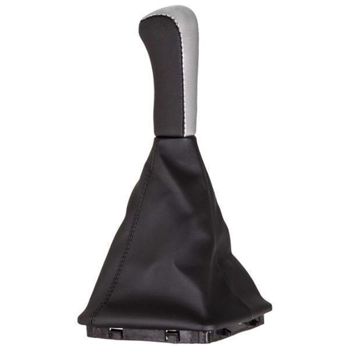 Ручка рычага КПП с чехлом и рамкой ВАЗ 2170 Приора кожа серебро Skyway