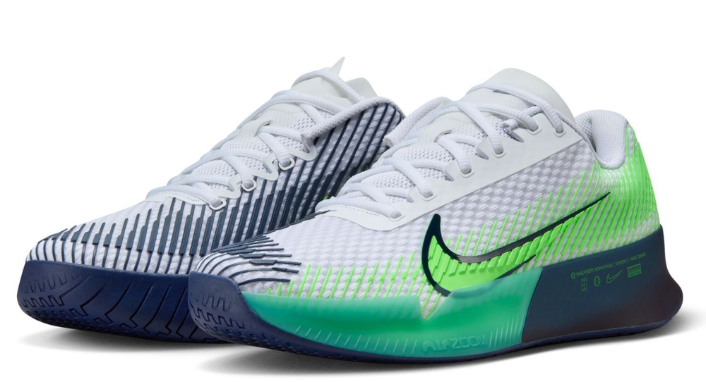 Мужские кроссовки теннисные Nike Zoom Vapor 11 - white/green strike/midnight navy