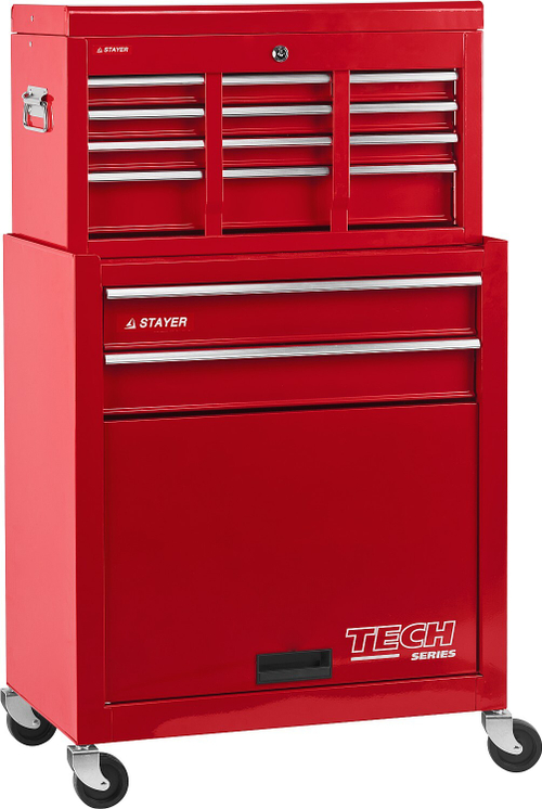 Инструментальная тележка STAYER комбо, 2 ящика + ящик настольный, 7 полок, 616х330х742мм, MASTER