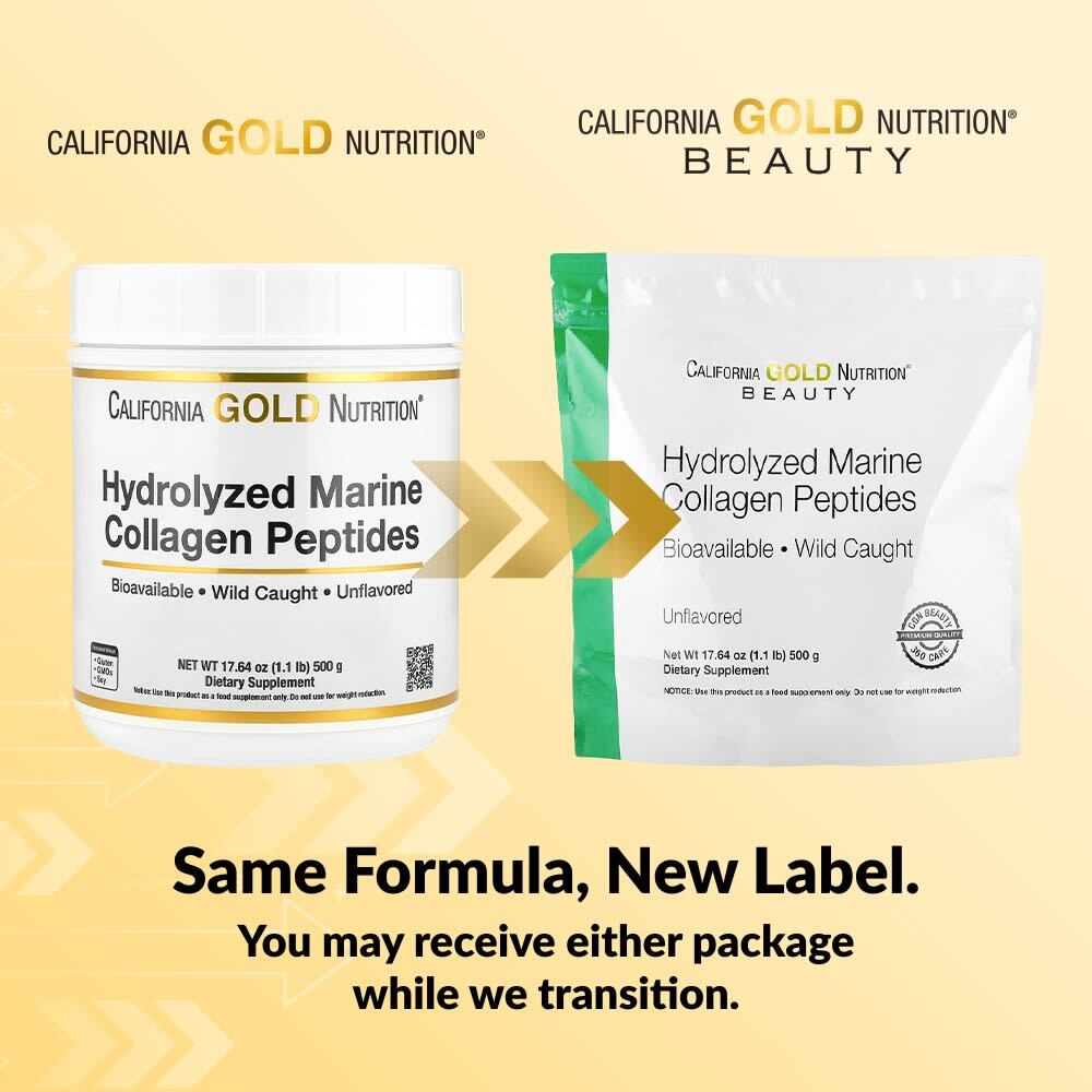 California Gold Nutrition, гидролизованные пептиды морского коллагена, без добавок, 500 г (17,64 унции)