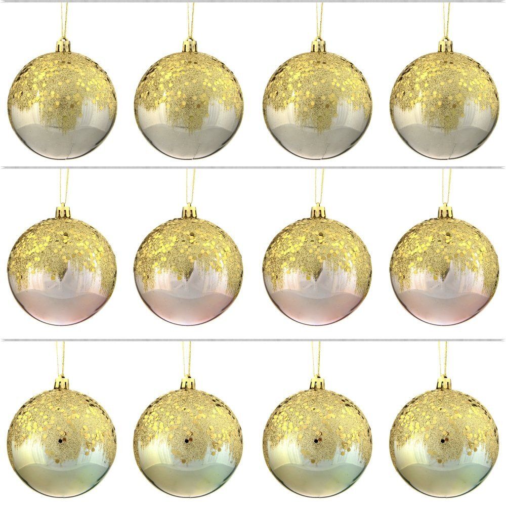 GAEM Набор из 12шт Украшение новогоднее Шар "Золотое напыление", D9 см, L44 W33 H11 см