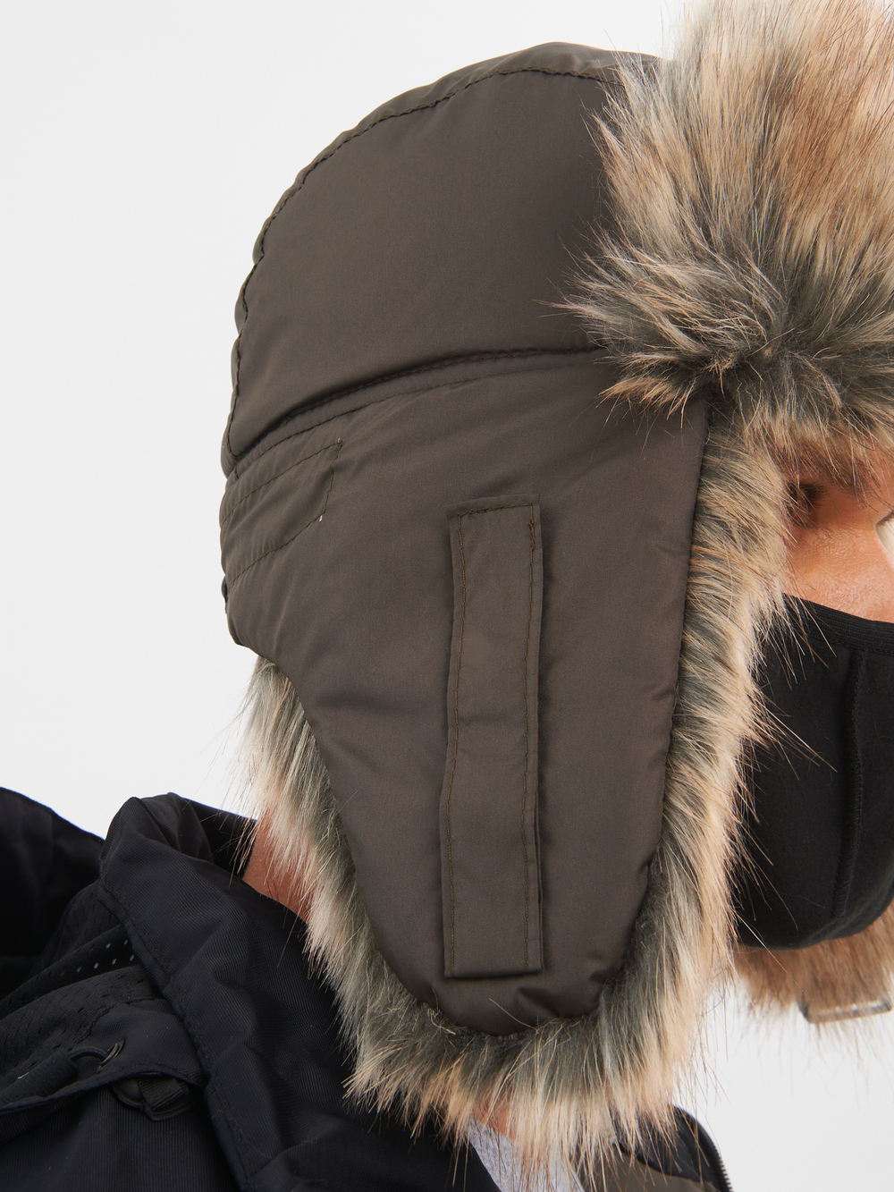 Шапка ушанка с маской Huntsman Евро Енот (Taslan, Хаки)